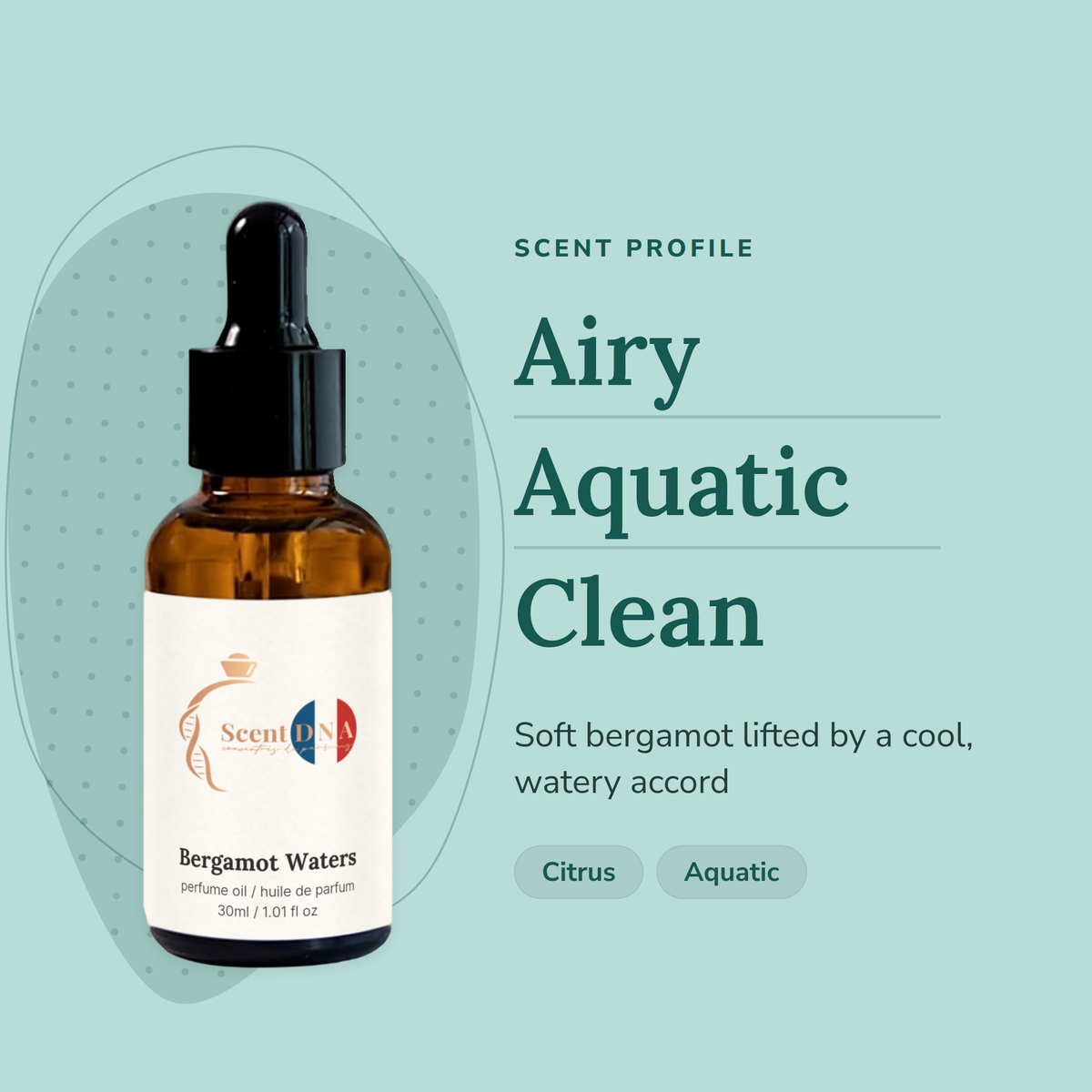 Bergamot Waters Fragrance Oil scent profile: airy, aquatic, clean. Soft bergamot lifted by a cool, watery accord