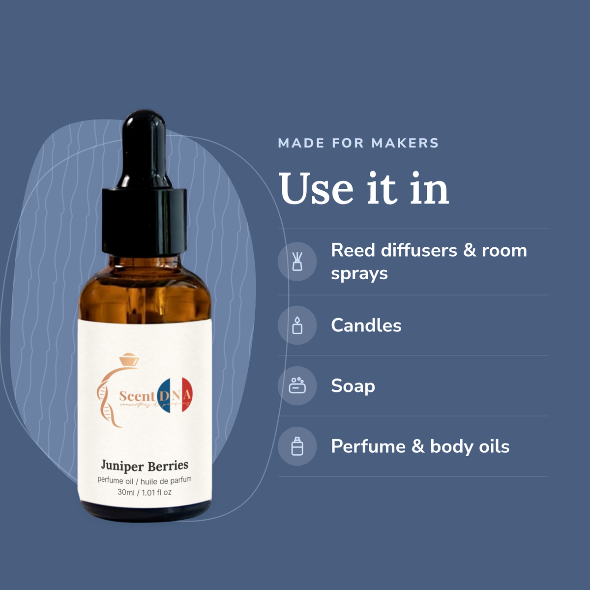 Juniper Berries Perfume Oil uses: reed diffusers & room sprays, candles, soap, perfume & body oils