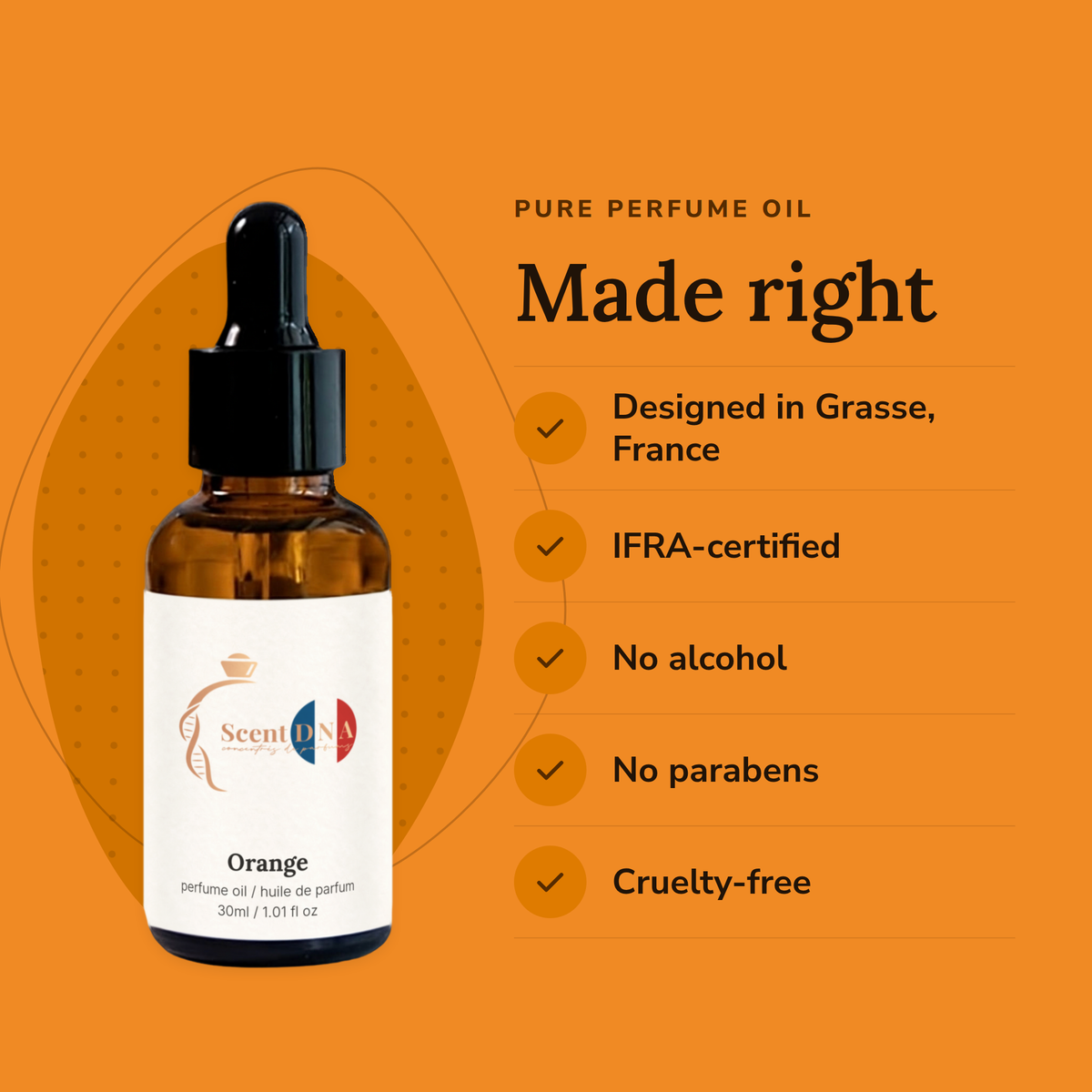 Orange Perfume Oil: designed in Grasse, IFRA-certified, no alcohol, no parabens, cruelty-free