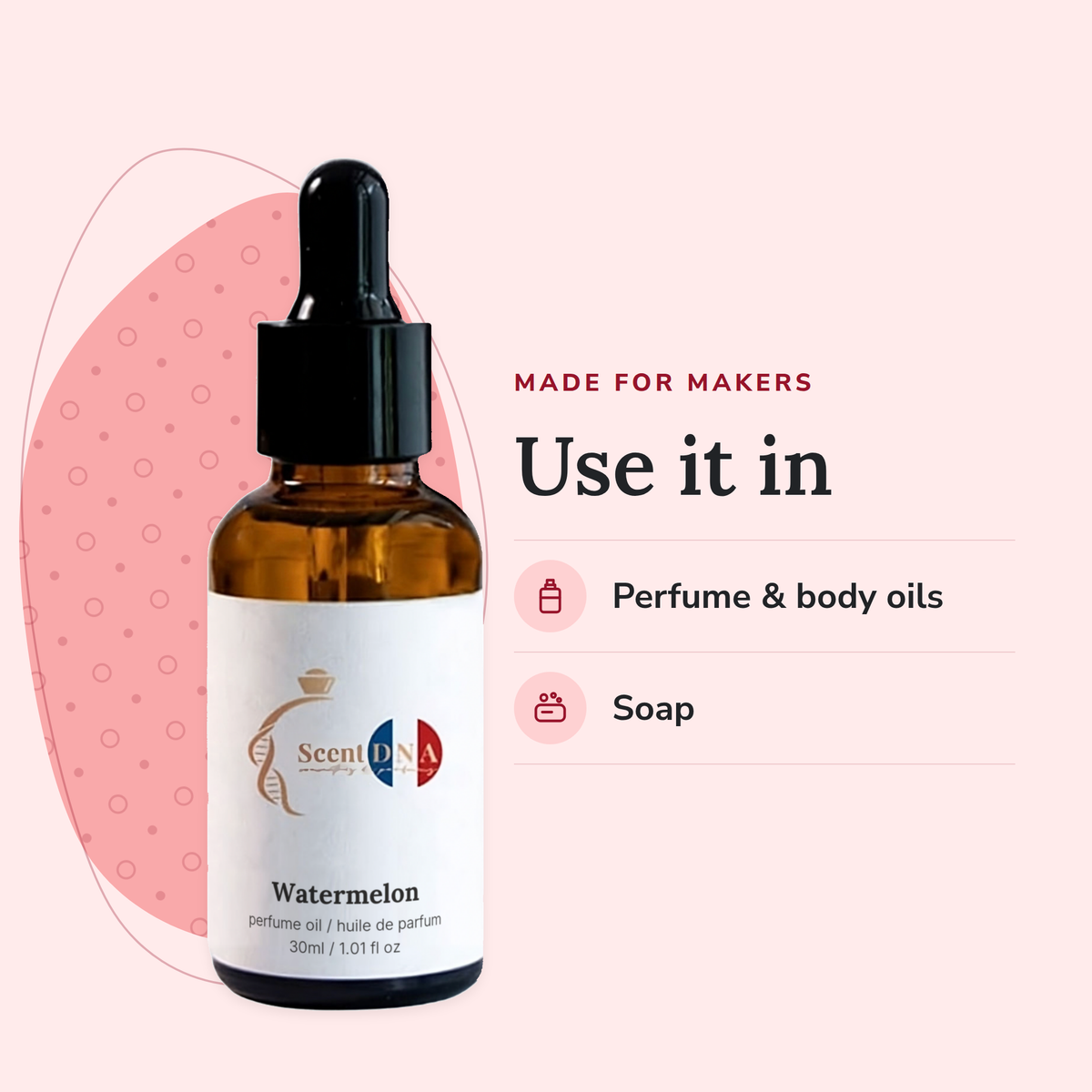Watermelon Perfume Oil uses: perfume & body oils, soap