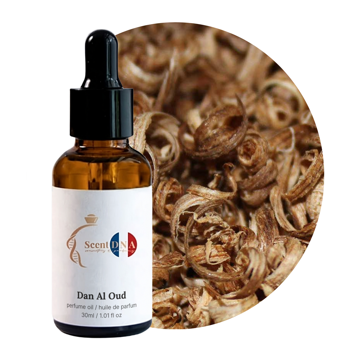 Dan Al Oud Perfume Oil, 30ml amber glass dropper bottle by Scent DNA