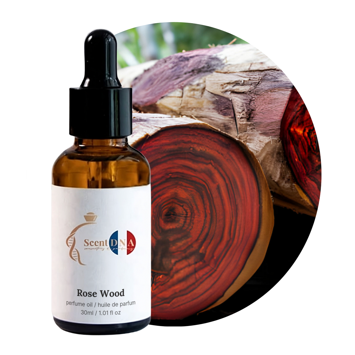 Rose Wood Perfume Oil, 30ml amber glass dropper bottle by Scent DNA