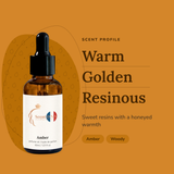 Amber Perfume Oil scent profile: warm, golden, resinous. Sweet resins with a honeyed warmth