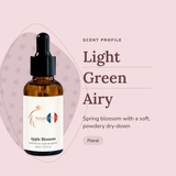 Apple Blossom Perfume Oil scent profile: light, green, airy. Spring blossom with a soft, powdery dry-down