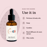 Apple Blossom Perfume Oil uses: perfume & body oils, soap, candles, reed diffusers & room sprays, wax melts