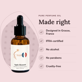Apple Blossom Perfume Oil: designed in Grasse, IFRA-certified, no alcohol, no parabens, cruelty-free
