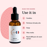 Apricot Perfume Oil uses: candles, perfume & body oils, soap, wax melts, reed diffusers & room sprays