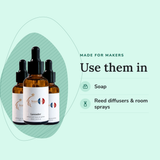 Aromatic Perfume Oil Bundle uses, for every oil in it: soap, reed diffusers & room sprays
