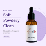 Baby Powder Perfume Oil scent profile: soft, powdery, clean. Classic talc with a gentle sweetness