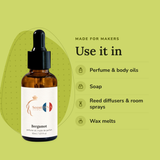Bergamot Perfume Oil uses: perfume & body oils, soap, reed diffusers & room sprays, wax melts