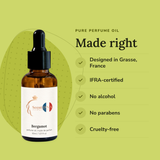 Bergamot Perfume Oil: designed in Grasse, IFRA-certified, no alcohol, no parabens, cruelty-free