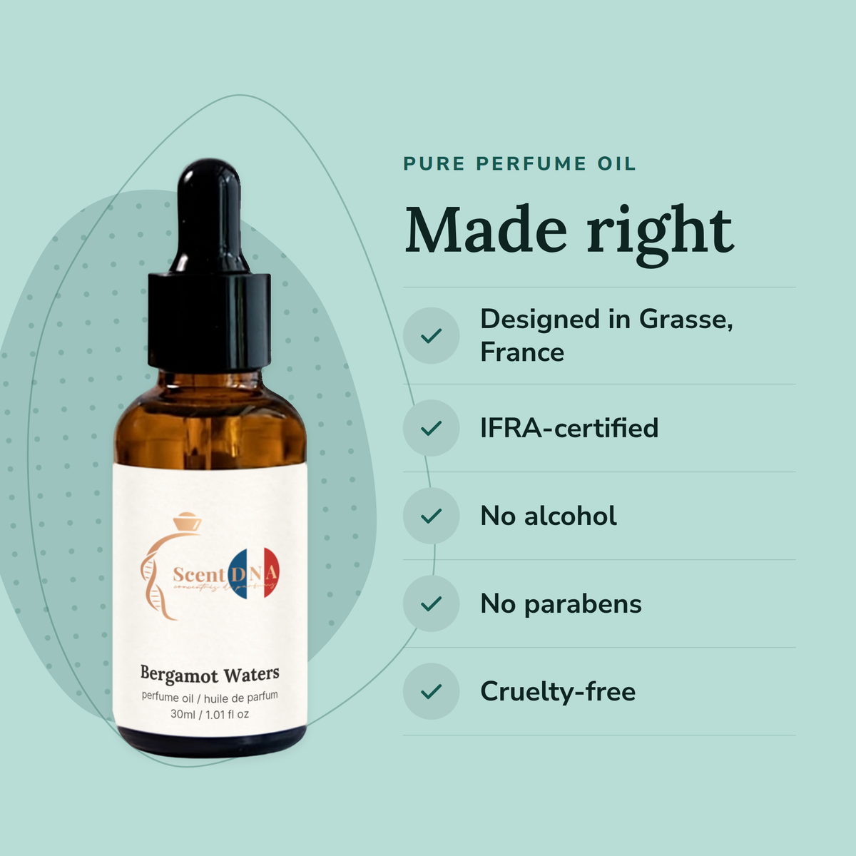 Bergamot Waters Fragrance Oil: designed in Grasse, IFRA-certified, no alcohol, no parabens, cruelty-free