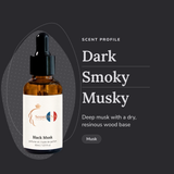 Black Musk Perfume Oil scent profile: dark, smoky, musky. Deep musk with a dry, resinous wood base