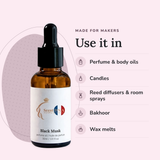 Black Musk Perfume Oil uses: perfume & body oils, candles, reed diffusers & room sprays, bakhoor, wax melts