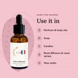 Cherry Blossom Perfume Oil uses: perfume & body oils, soap, candles, reed diffusers & room sprays, wax melts