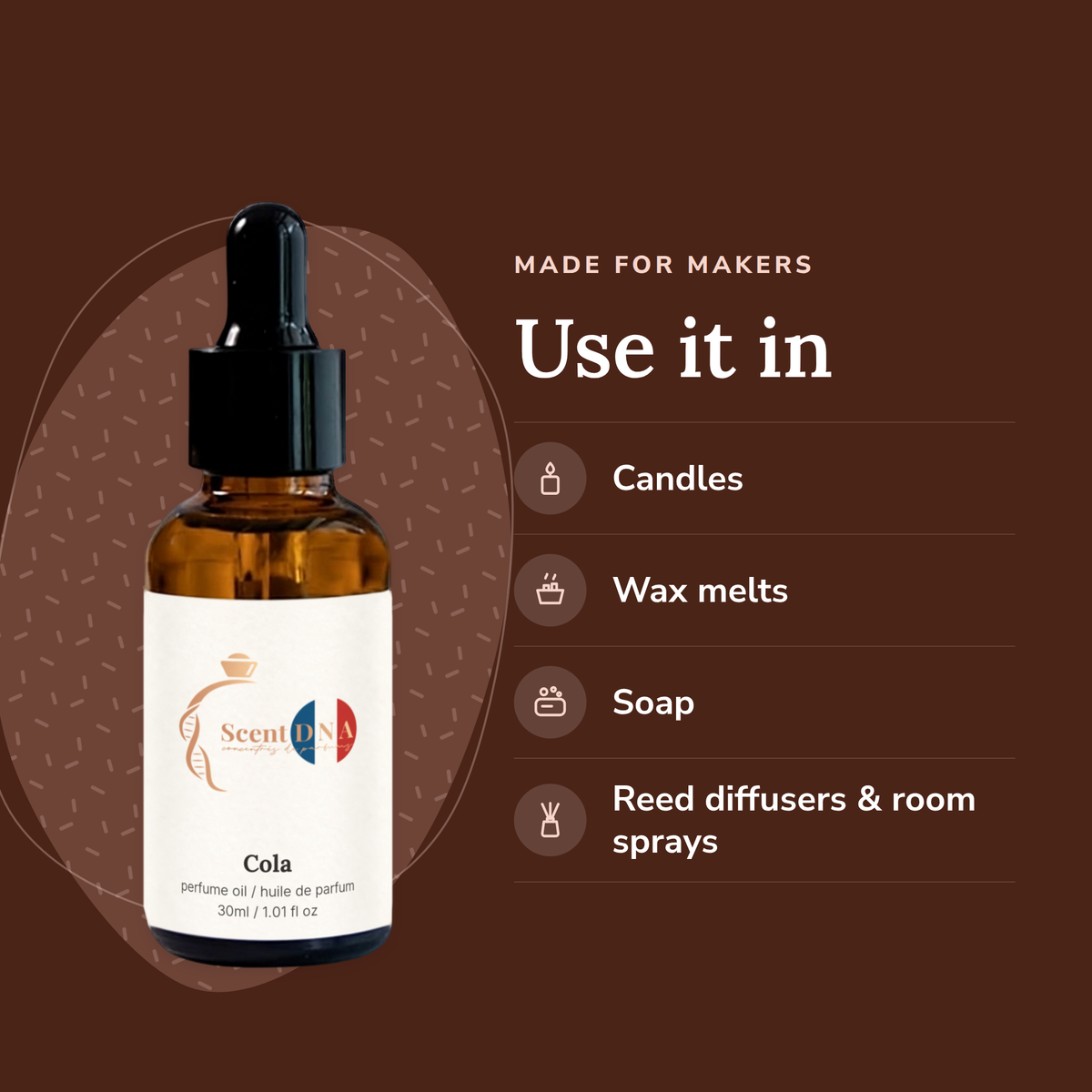 Cola Perfume Oil uses: candles, wax melts, soap, reed diffusers & room sprays
