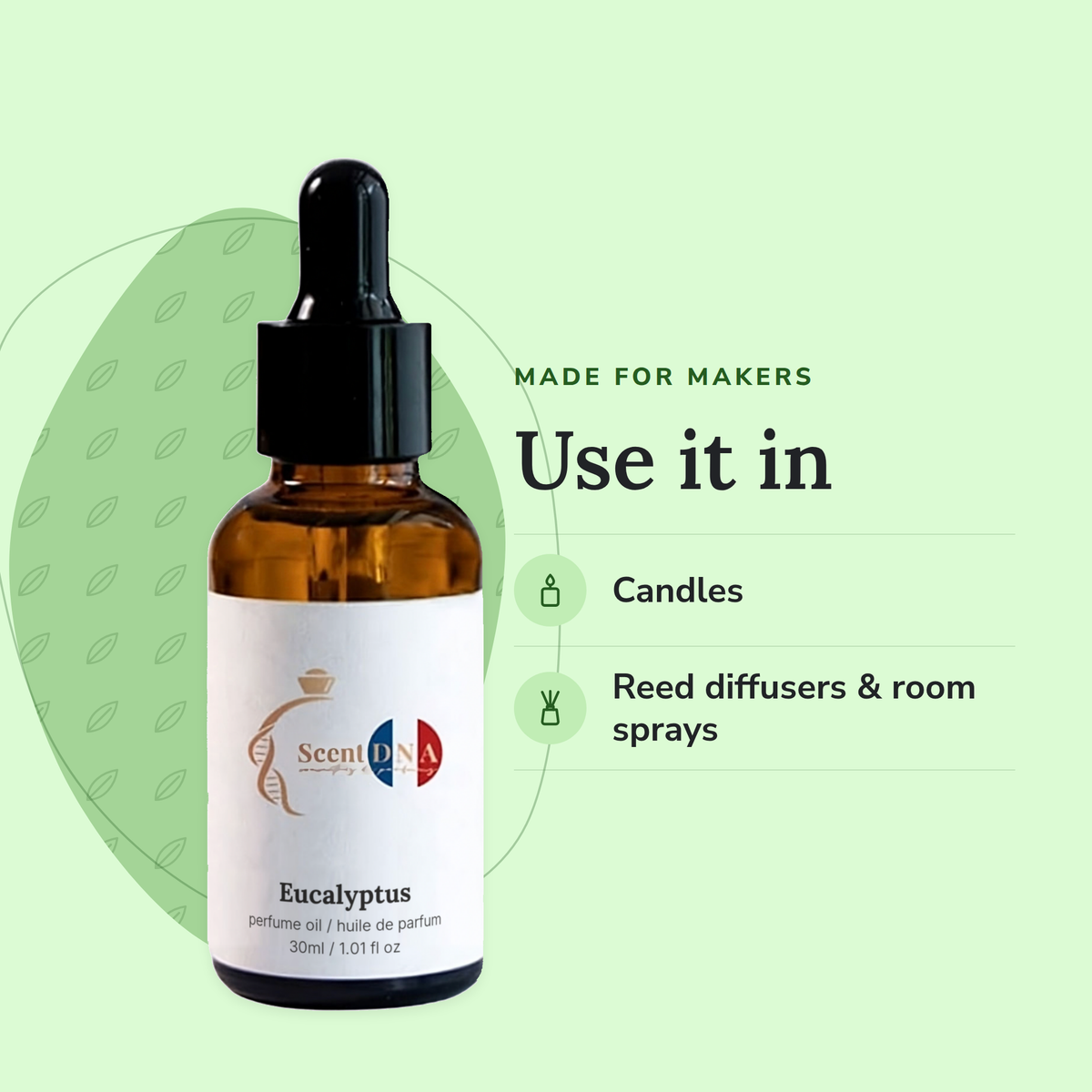 Eucalyptus Perfume Oil uses: candles, reed diffusers & room sprays