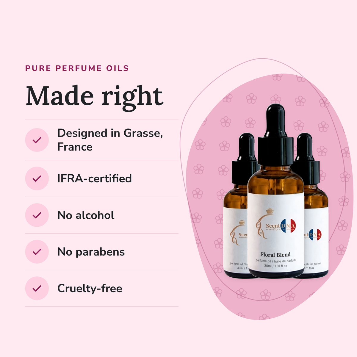Floral Perfume Oil Bundle: designed in Grasse, IFRA-certified, no alcohol, no parabens, cruelty-free