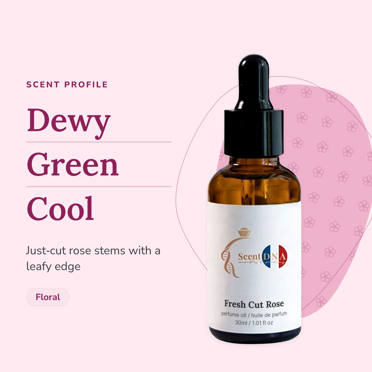 Fresh Cut Rose Perfume Oil scent profile: dewy, green, cool. Just-cut rose stems with a leafy edge