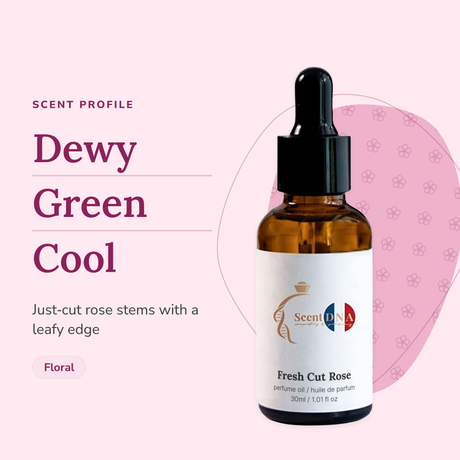 Fresh Cut Rose Perfume Oil scent profile: dewy, green, cool. Just-cut rose stems with a leafy edge