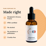 Gingerbread Perfume Oil: designed in Grasse, IFRA-certified, no alcohol, no parabens or phthalates, cruelty-free