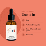 Grapefruit Perfume Oil uses: soap, perfume & body oils, reed diffusers & room sprays, wax melts