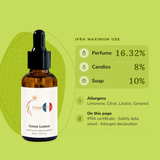 Green Lemon Perfume Oil IFRA maximums: perfume 16.32%, candles 8%, soap 10%