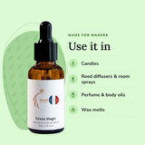 Green Magic Perfume Oil uses: candles, reed diffusers & room sprays, perfume & body oils, wax melts