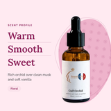 Gulf Orchid Perfume Oil scent profile: warm, smooth, sweet. Rich orchid over clean musk and soft vanilla