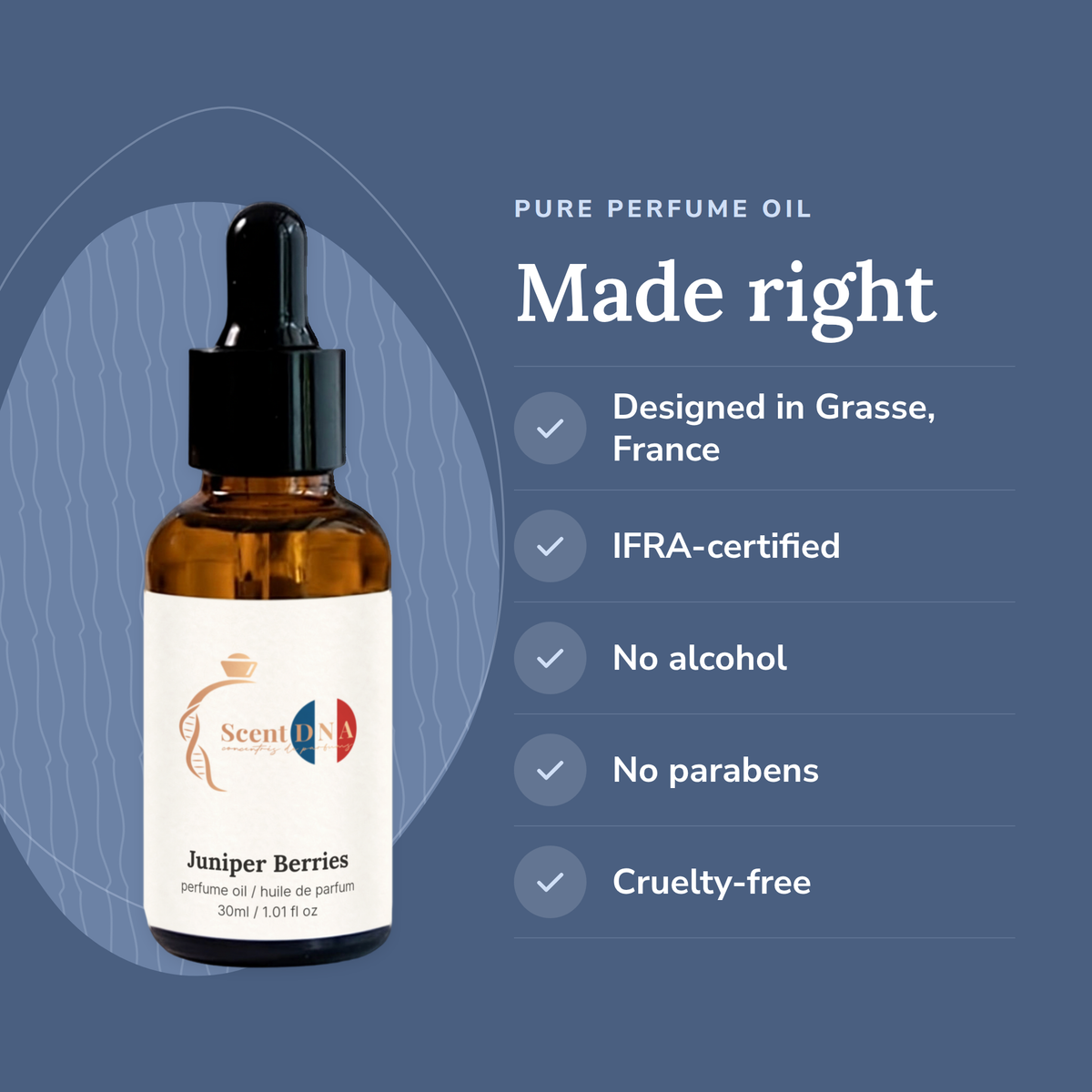 Juniper Berries Perfume Oil: designed in Grasse, IFRA-certified, no alcohol, no parabens, cruelty-free