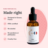 Kiwi Perfume Oil: designed in Grasse, IFRA-certified, no alcohol, no parabens or phthalates, cruelty-free