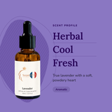 Lavender Perfume Oil scent profile: herbal, cool, fresh. True lavender with a soft, powdery heart