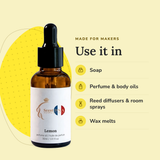 Lemon Perfume Oil uses: soap, perfume & body oils, reed diffusers & room sprays, wax melts