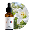 Lily Perfume Oil, 30ml amber dropper bottle, with an open white lily