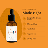Mandarine Perfume Oil: designed in Grasse, IFRA-certified, no alcohol, no parabens, cruelty-free