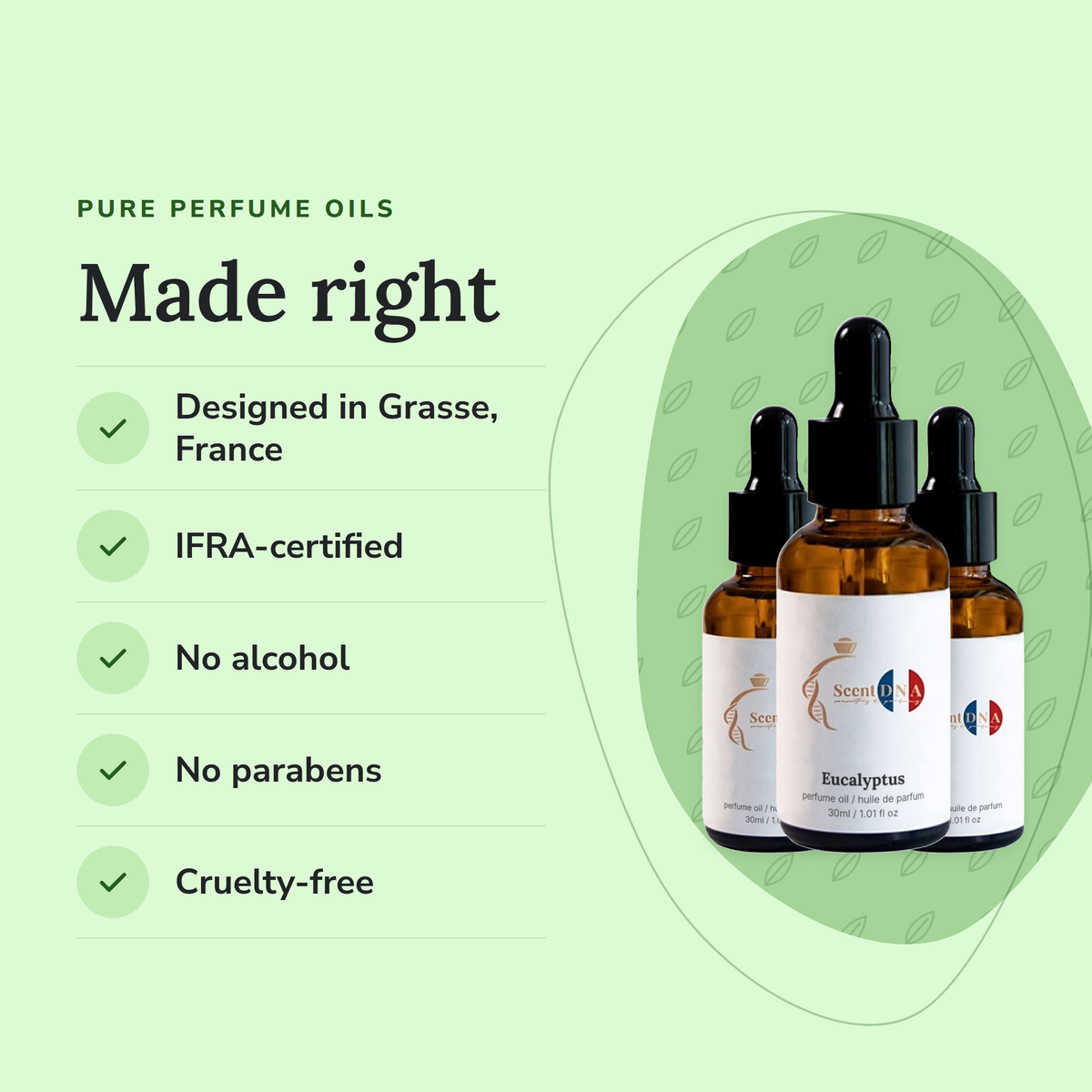 Mint and Green Perfume Oil Bundle: designed in Grasse, IFRA-certified, no alcohol, no parabens, cruelty-free