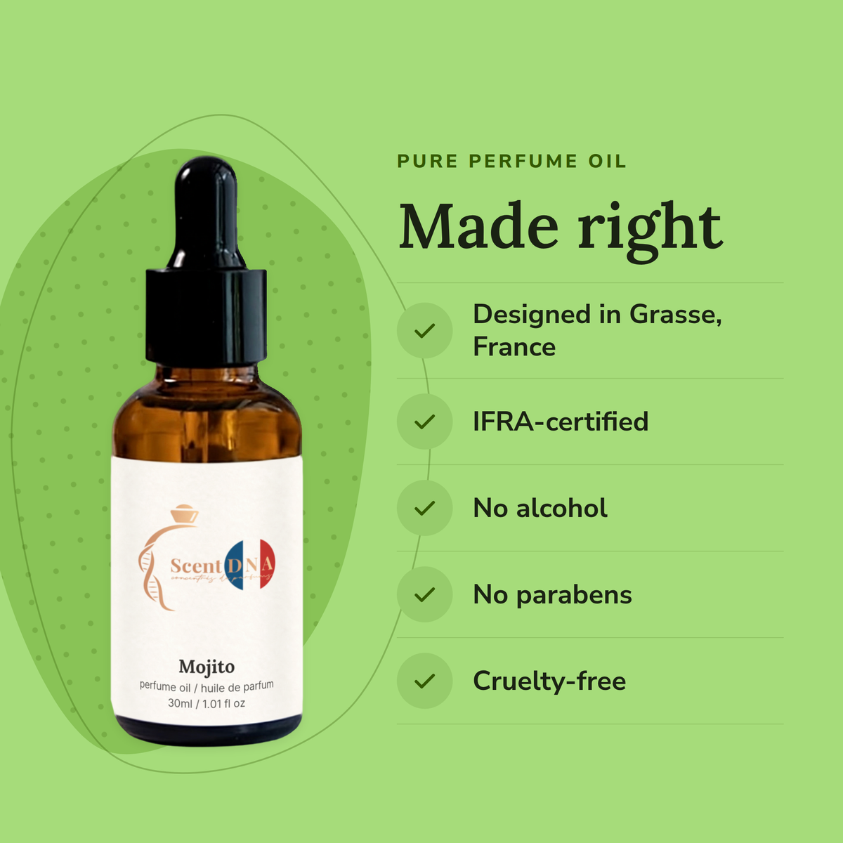 Mojito Perfume Oil: designed in Grasse, IFRA-certified, no alcohol, no parabens, cruelty-free