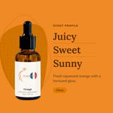 Orange Perfume Oil scent profile: juicy, sweet, sunny. Fresh-squeezed orange with a honeyed glow