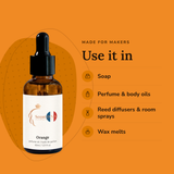 Orange Perfume Oil uses: soap, perfume & body oils, reed diffusers & room sprays, wax melts