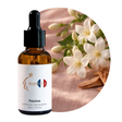 Passion Perfume Oil, 30ml amber dropper bottle, with jasmine flowers and sandalwood on blush linen