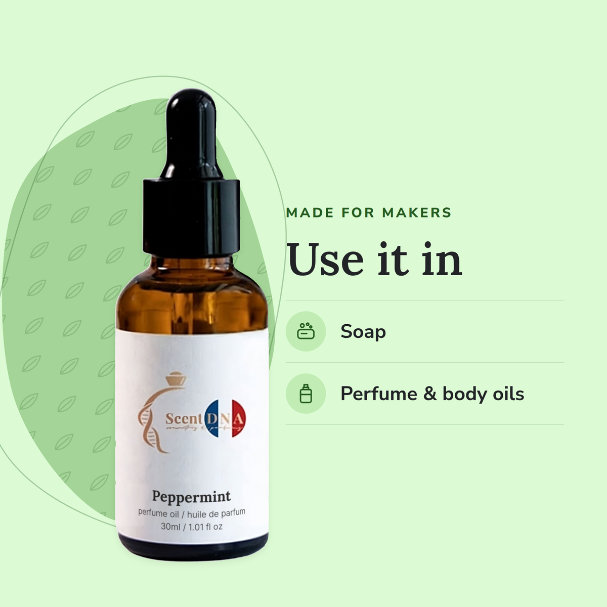 Peppermint Perfume Oil uses: soap, perfume & body oils