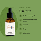 Petitgrain Perfume Oil uses: perfume & body oils, reed diffusers & room sprays, candles, soap, wax melts