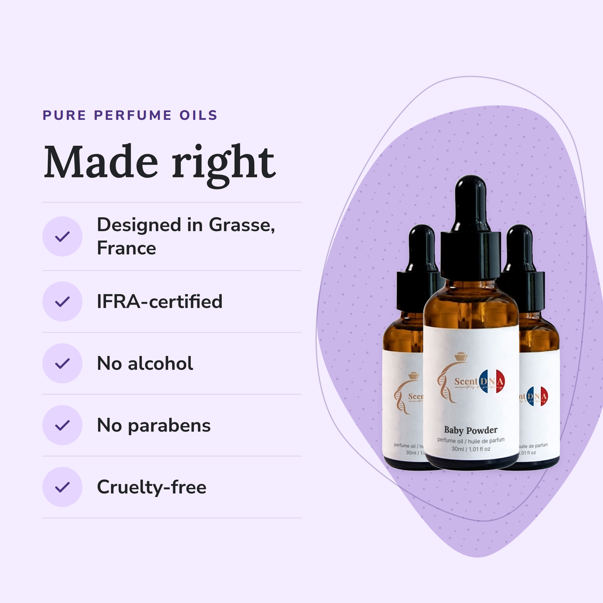Powdery and Aquatic Perfume Oil Bundle: designed in Grasse, IFRA-certified, no alcohol, no parabens, cruelty-free