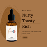 Praline Perfume Oil scent profile: nutty, toasty, rich. Caramelised nuts with a soft vanilla base