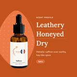 Saffron Perfume Oil scent profile: leathery, honeyed, dry. Metallic saffron over earthy, hay-like spice