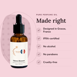 Sakura Blossom Perfume Oil: designed in Grasse, IFRA-certified, no alcohol, no parabens, cruelty-free