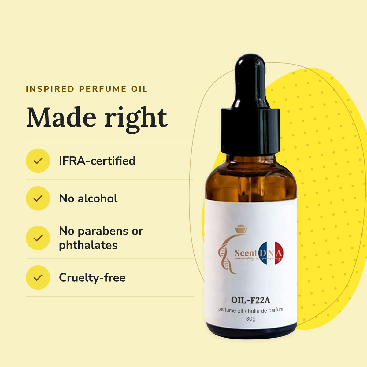 Scent DNA Inspired Perfume Oil inspired by Coco Mademoiselle (Chanel): IFRA-certified, no alcohol, no parabens or…