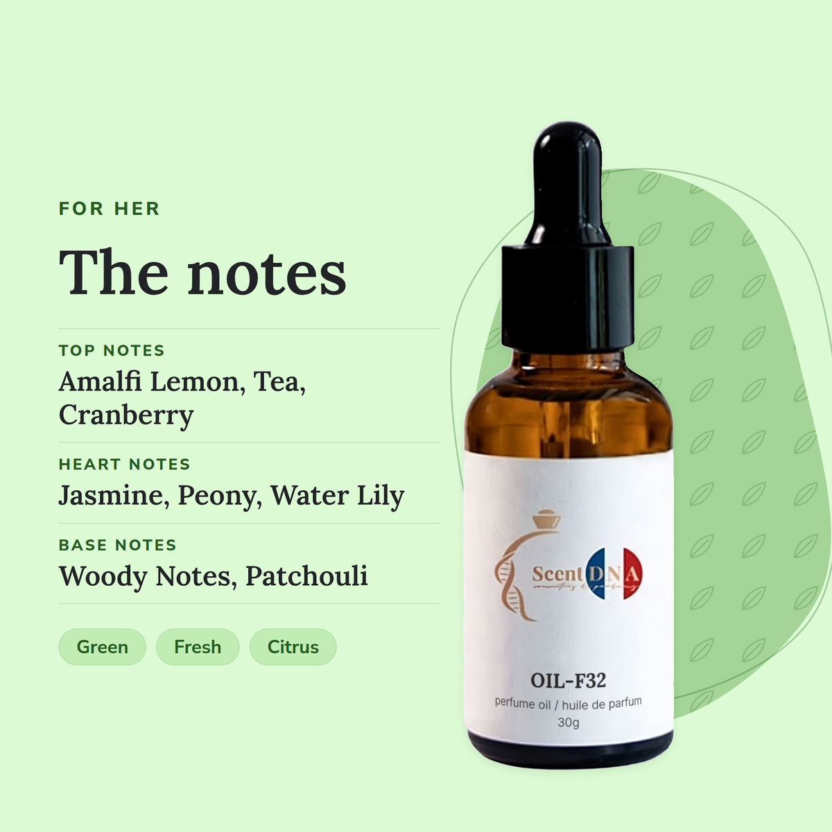 Scent DNA Inspired Perfume Oil inspired by Ange Ou Demon Le Secret (Givenchy), notes: top amalfi lemon, tea; heart jasmine…