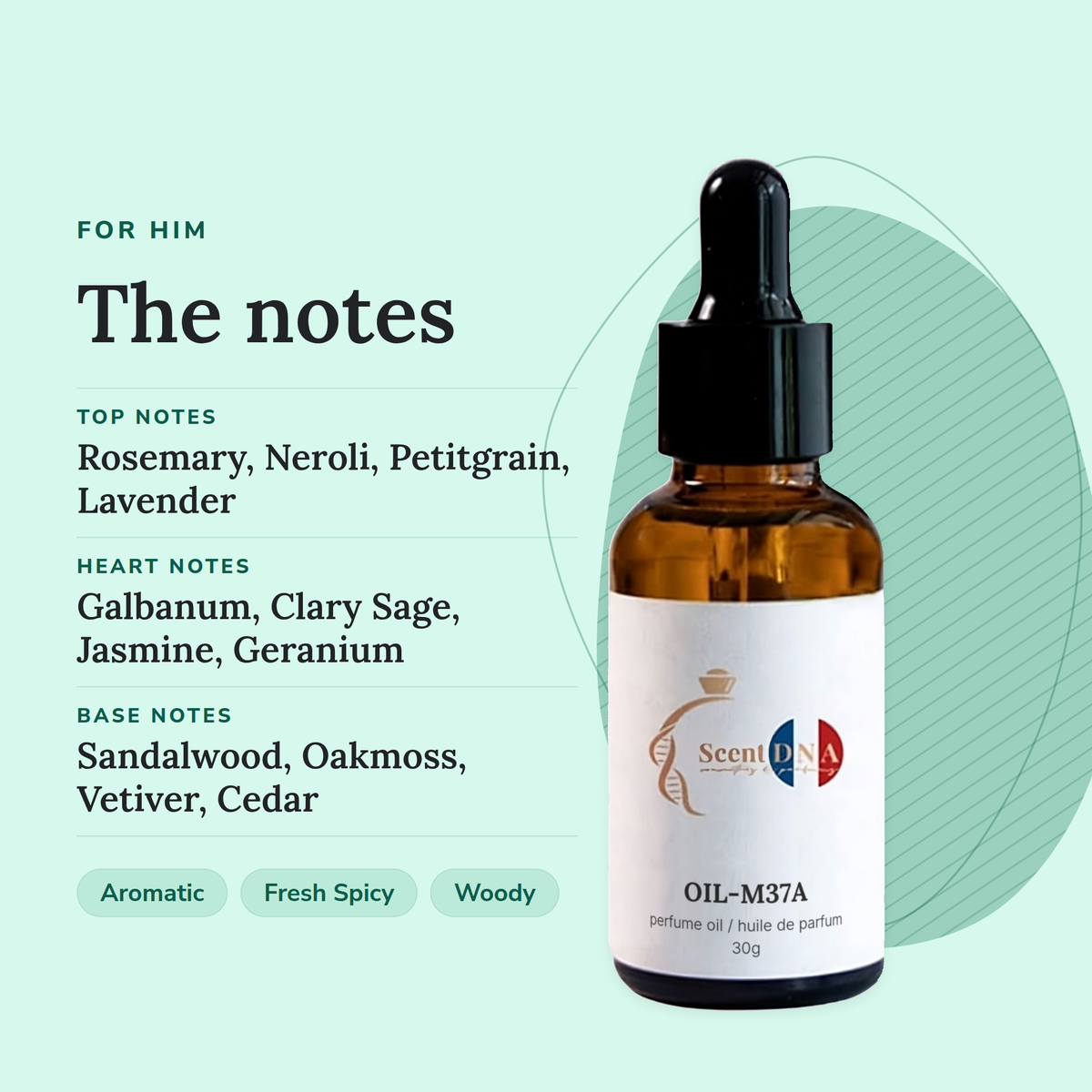 Scent DNA Inspired Perfume Oil inspired by Egoiste Platinum (Chanel), notes: top rosemary, neroli; heart galbanum, clary…