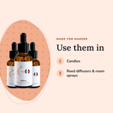 Spicy Perfume Oil Bundle uses, for every oil in it: candles, reed diffusers & room sprays